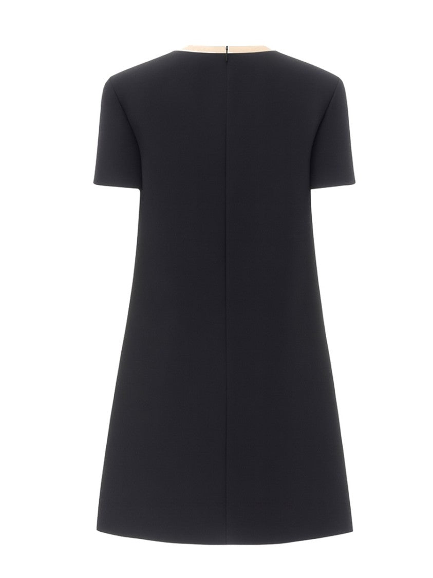 Valentino Silk And Wool Mini Dress With Bow Detail