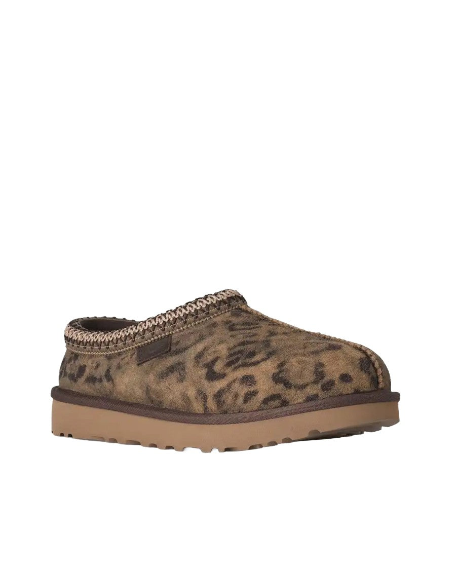 Ugg Tasman Ii Chestnut Animal Print Suede Shearling Sandals