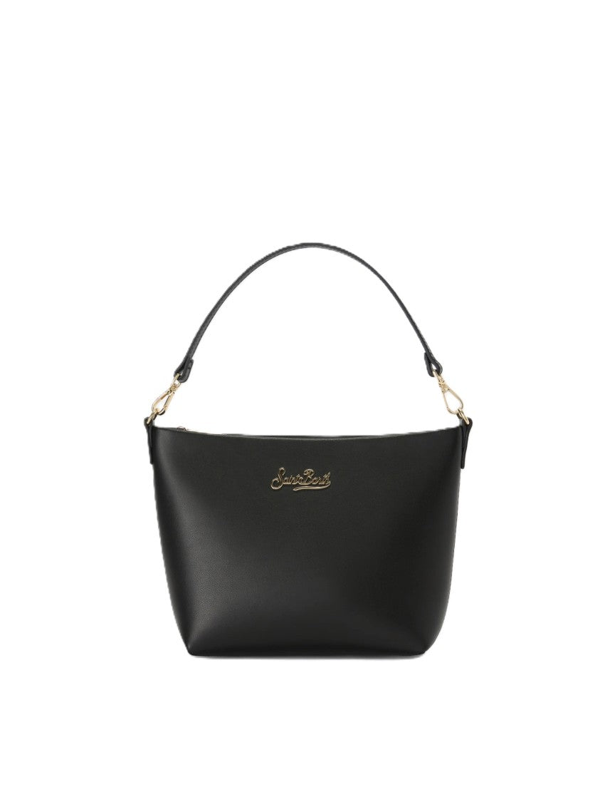 Mc2 Saint Barth Minimalist Black Handbag With Gold-Tone Hardware