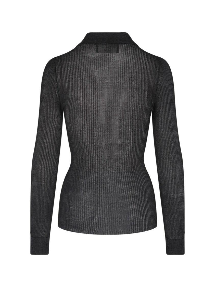 Dondup Black Lurex Knit Ribbed Shirt