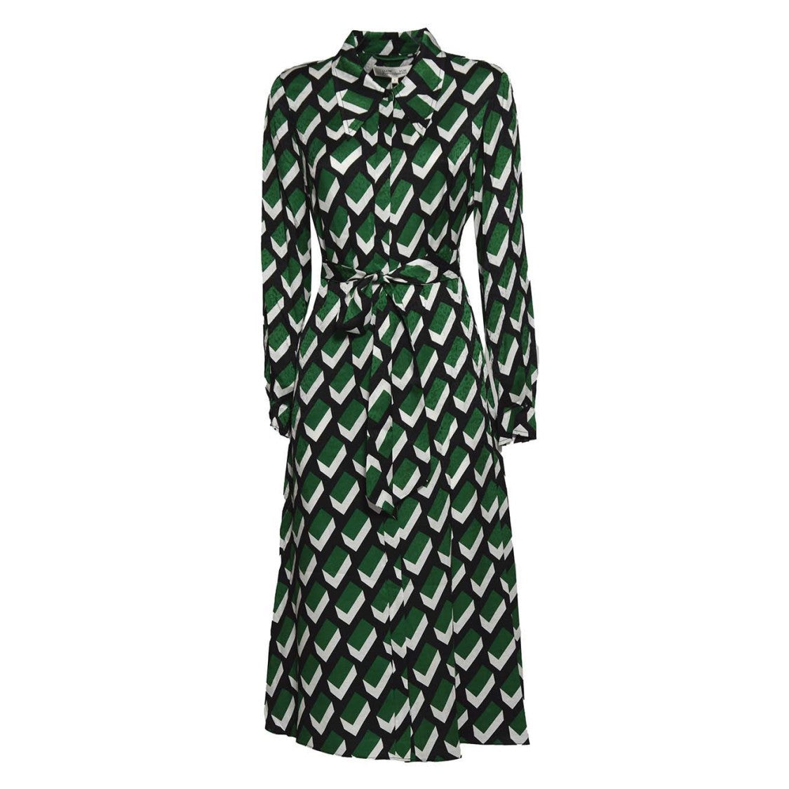 Diane Von Furstenberg Geometric Print Midi Chemisier Dress