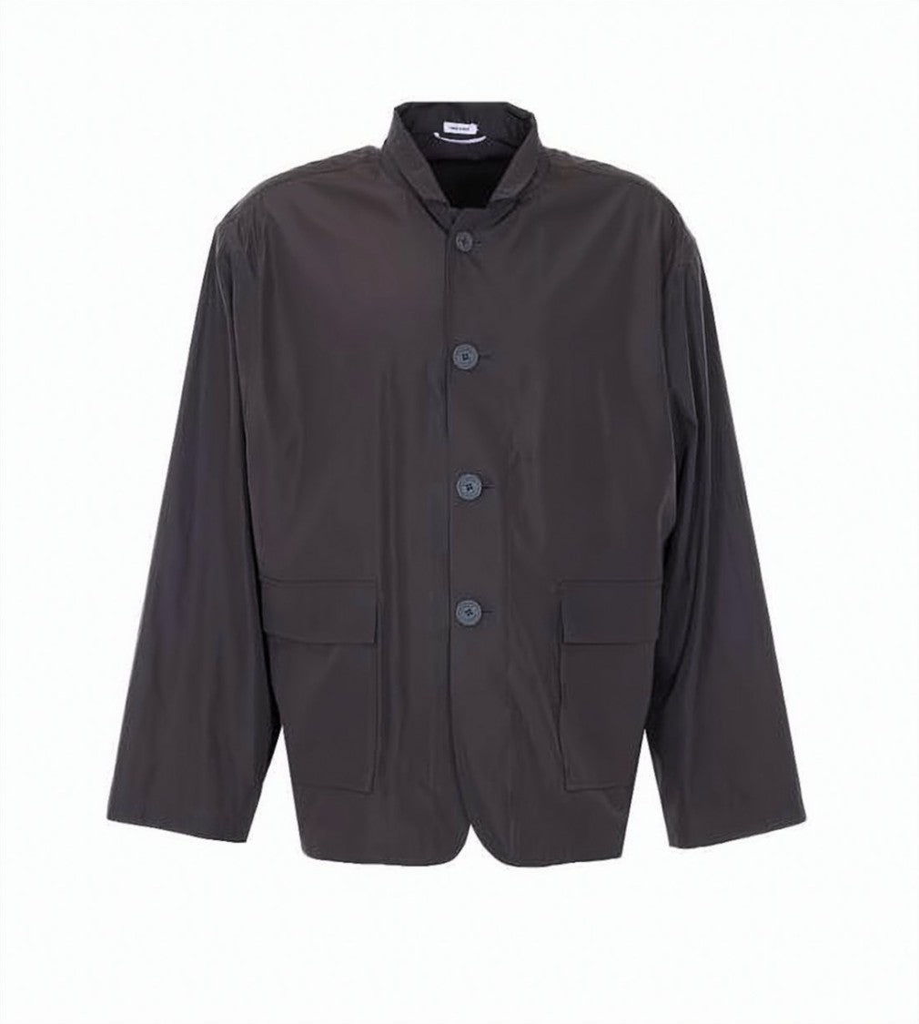 Thom Browne Black Recycled Polyester Jacket With Stand Collar