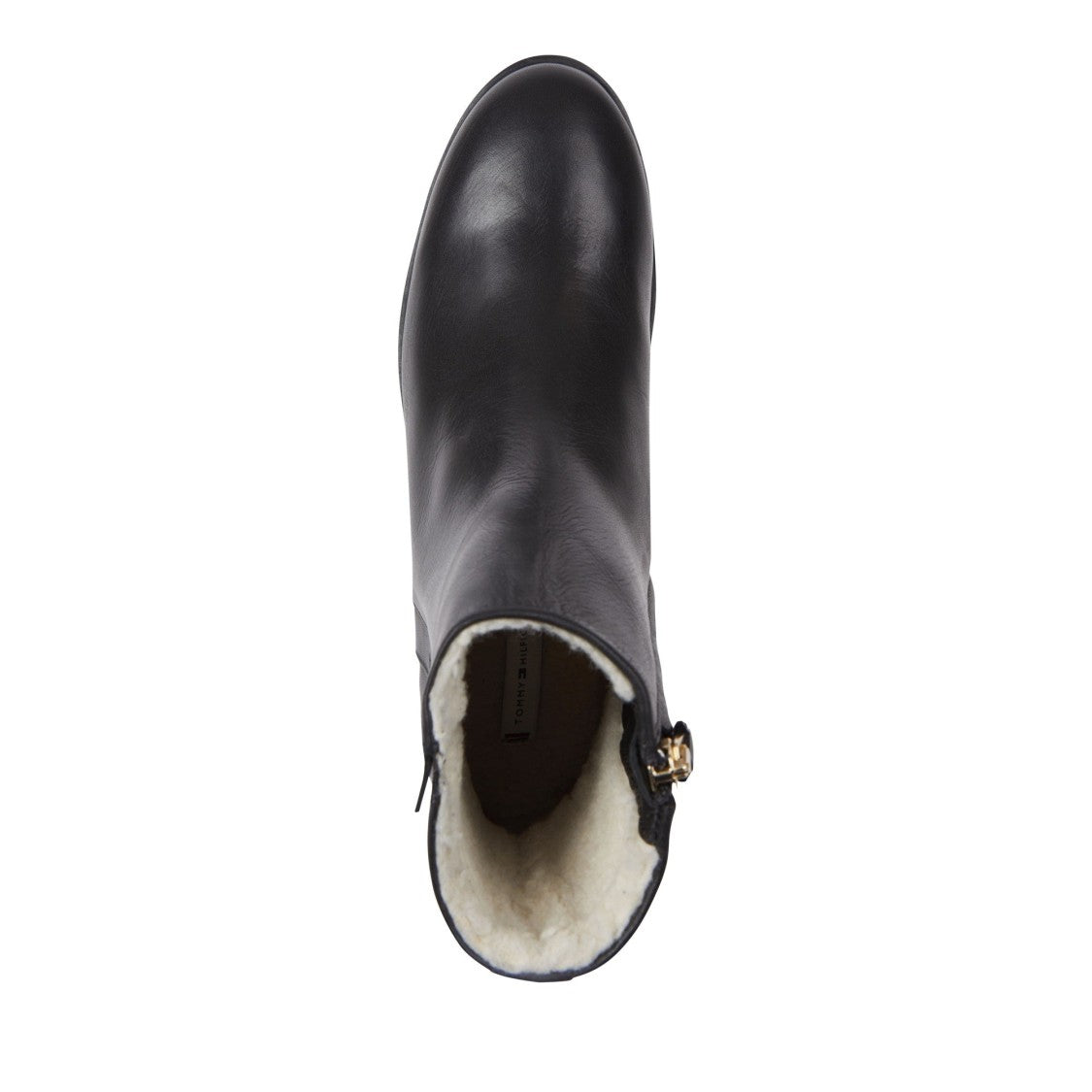 Tommy Hilfiger Black Leather Crepe Textured Sole Boots