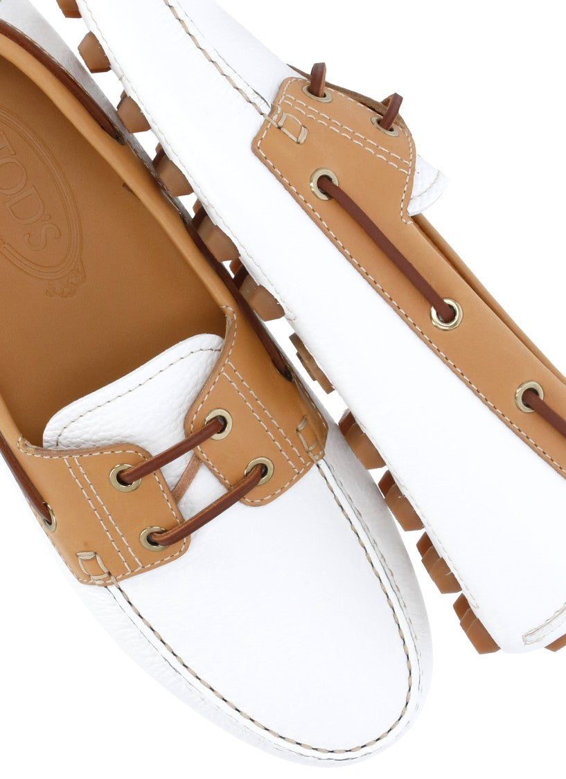 Tod's White Leather Loafers