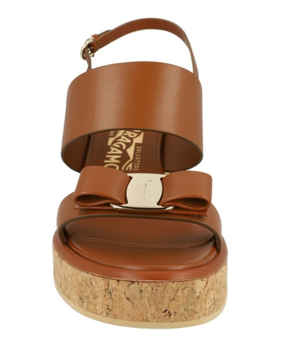 Ferragamo Giudith Leather Wedge Sandals