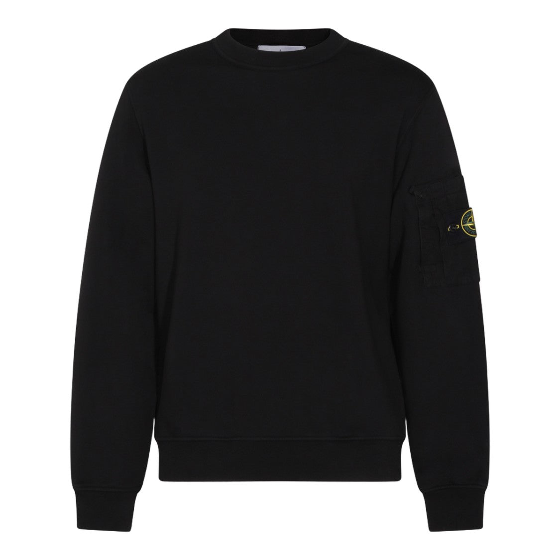 Stone Island Minimalist Black Sweatshirt With Round Neckline