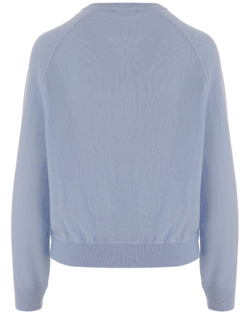 Allude Light Blue Crew Neck Wool And Cashmere Sweater