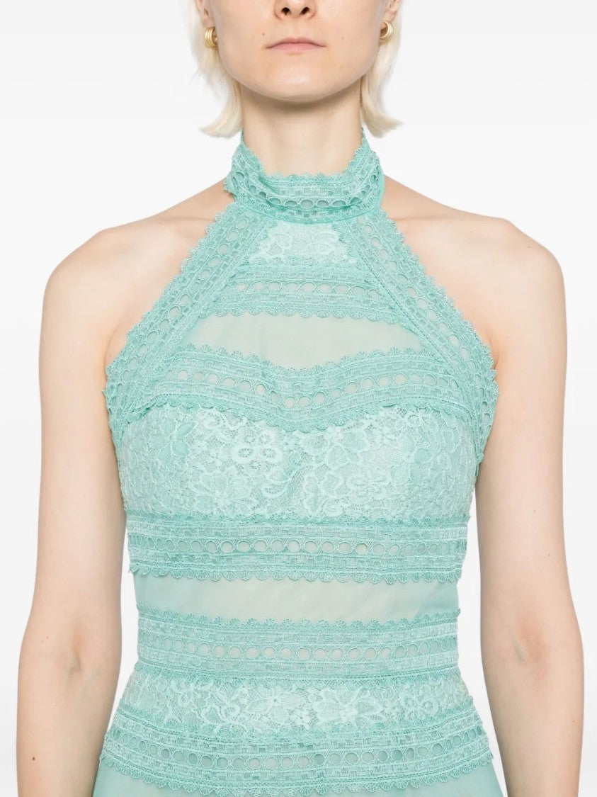 Saiid Kobeisy Lace Striped Long Dress