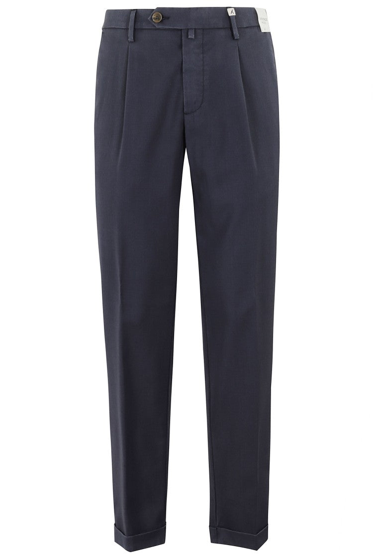 Myths Midnight Blue Zeus Turn-Up Waist Loops Wool Trousers