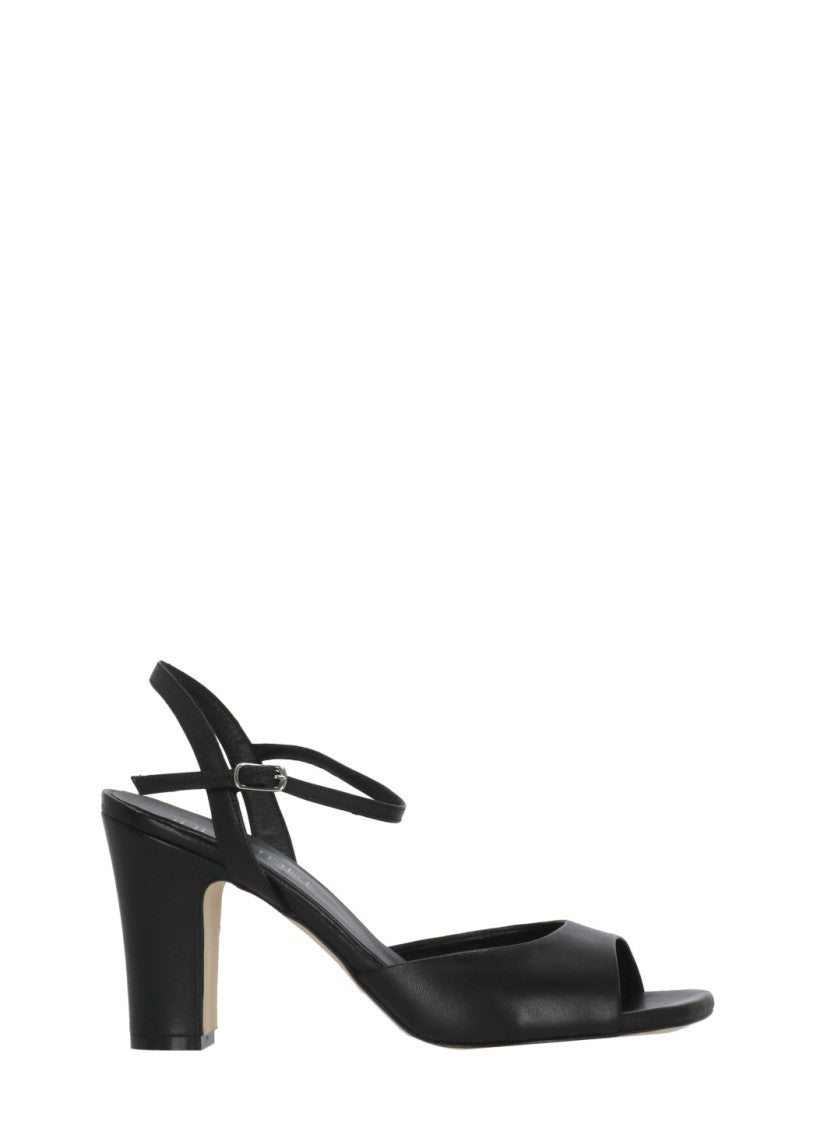 Juilie Dee Black Ankle Strap Leather Sandals