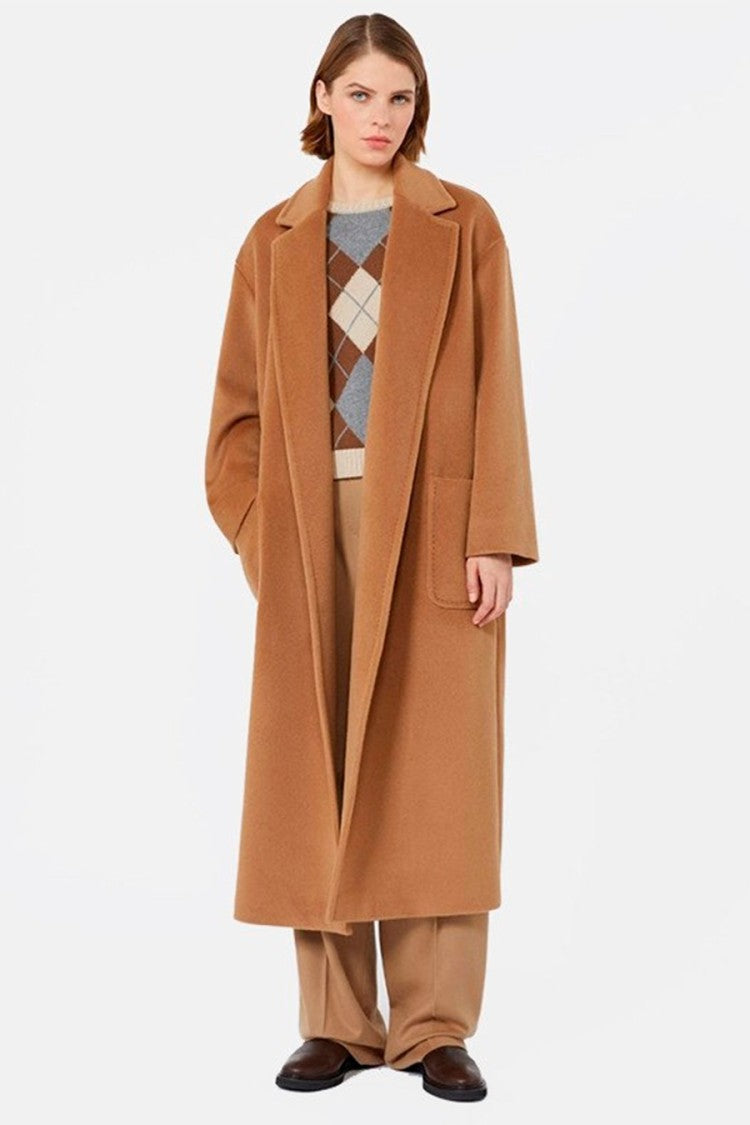 Max Mara Camel Mstgiambo Open-Front Virgin Wool Coat