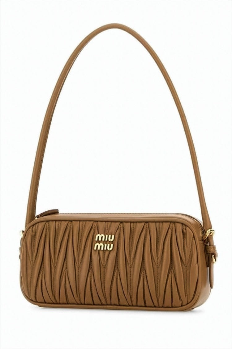 Miu Miu Ruched Lambskin Leather Shoulder Bag