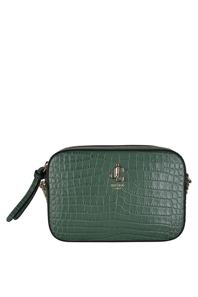 Jimmy Choo Rectangular Green Crocodile Shoulder Bag With Chain