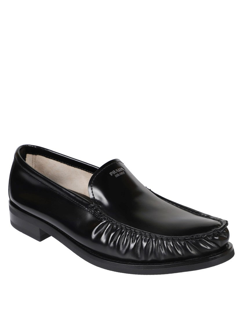 Prada Polished Leather Flat Shoes