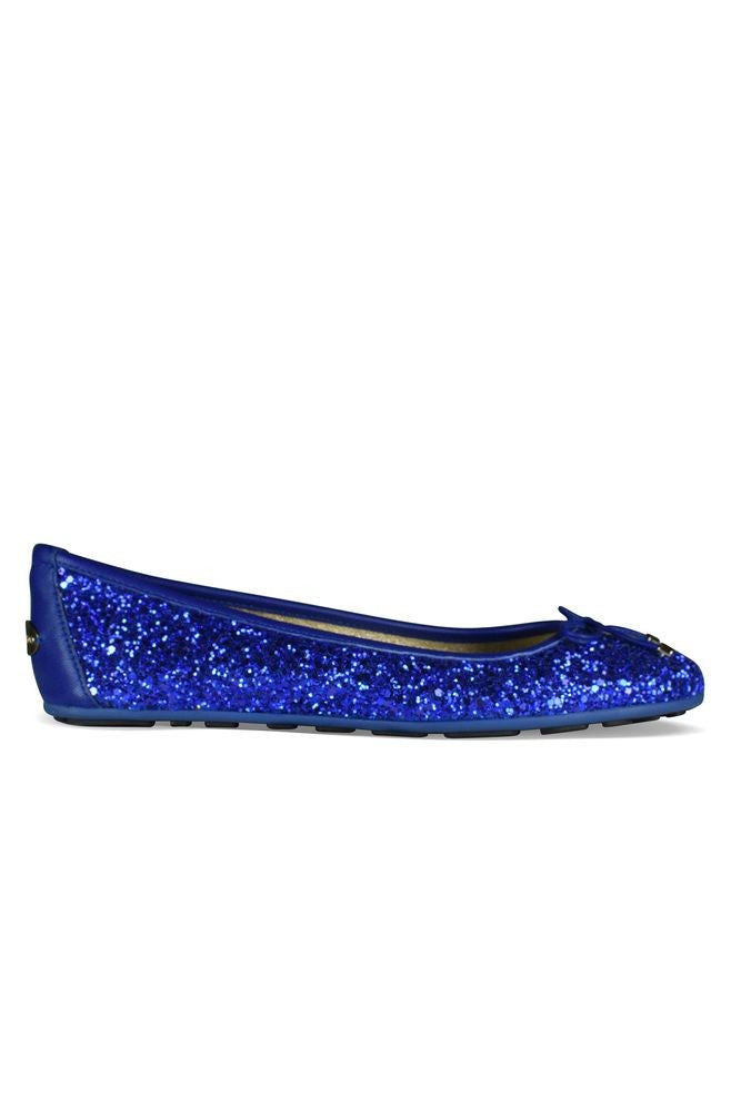 Jimmy Choo Sequined Blue Ballerinas With Decorative Bow