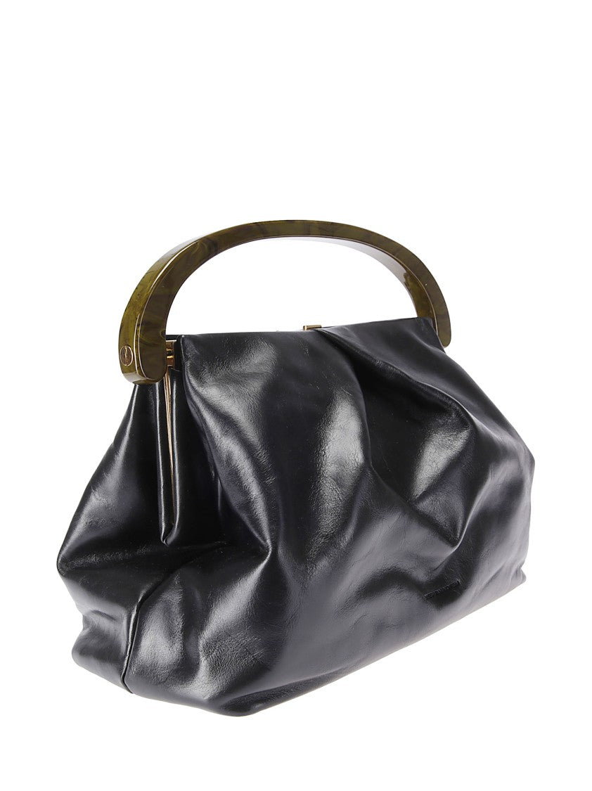 Dries Van Noten Crumpled Design Top Handle Handbag