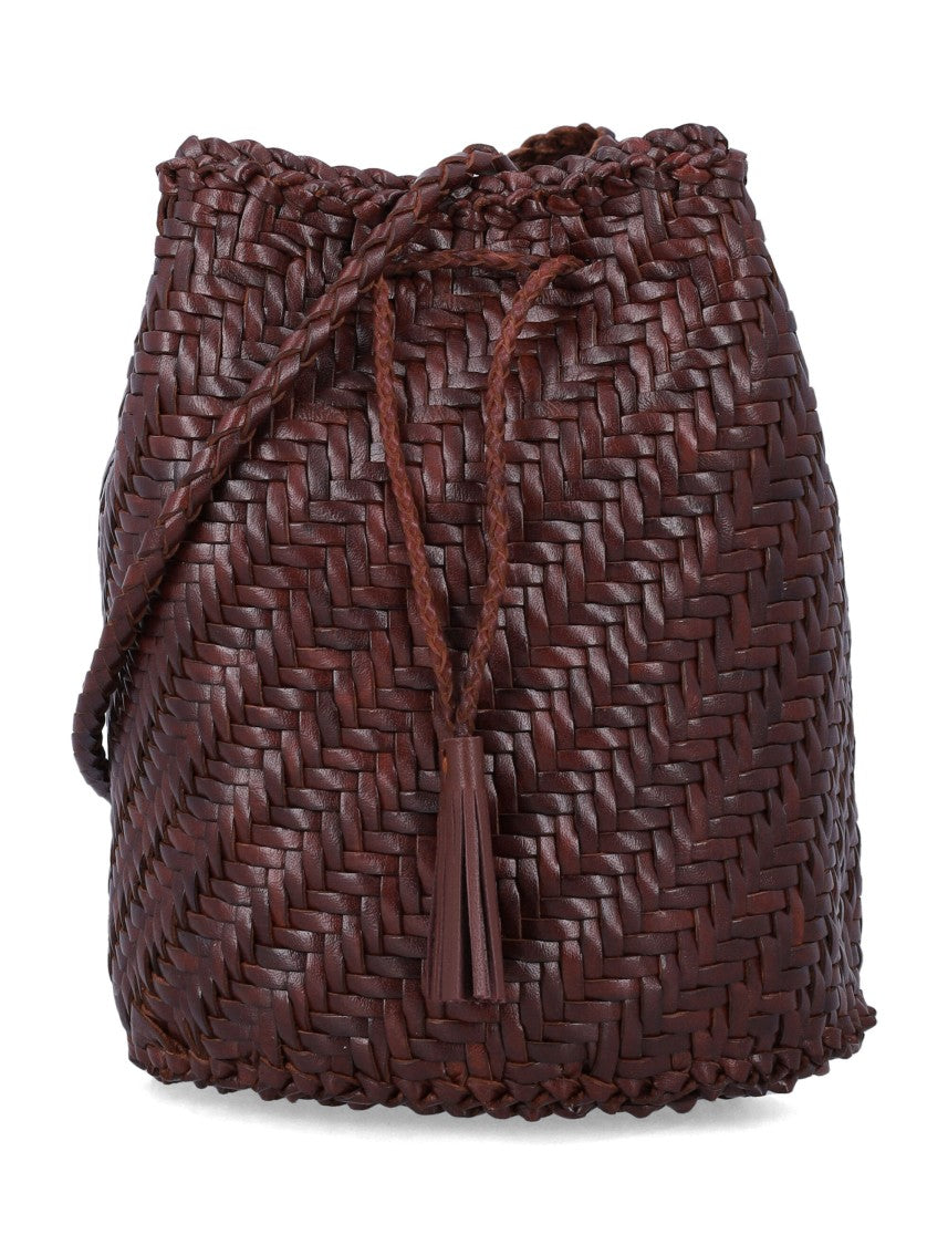 Dragon Diffusion Pompom Artisanal Woven Bucket Bag
