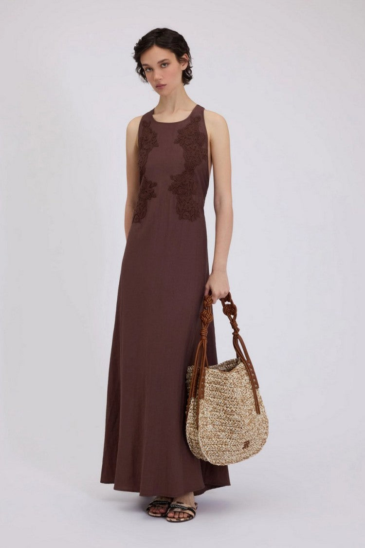 Ermanno Brown Chiffon Maxi Dress