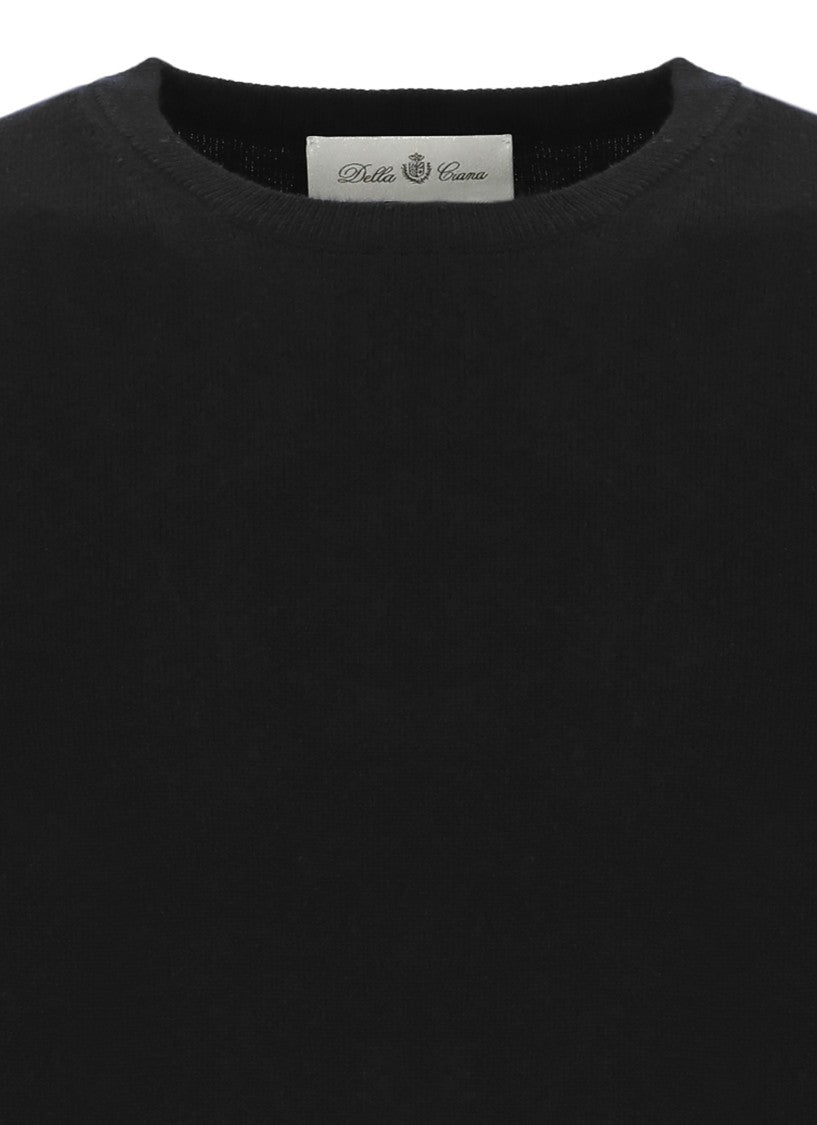 Della Ciana Black Wool-Blend Crew Neck Sweater