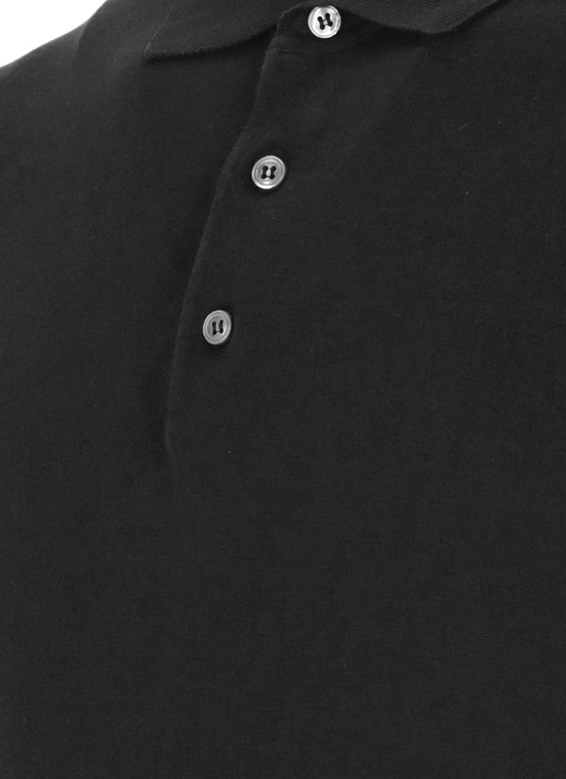 Lardini Black Cotton Three Buttons Polo Shirt