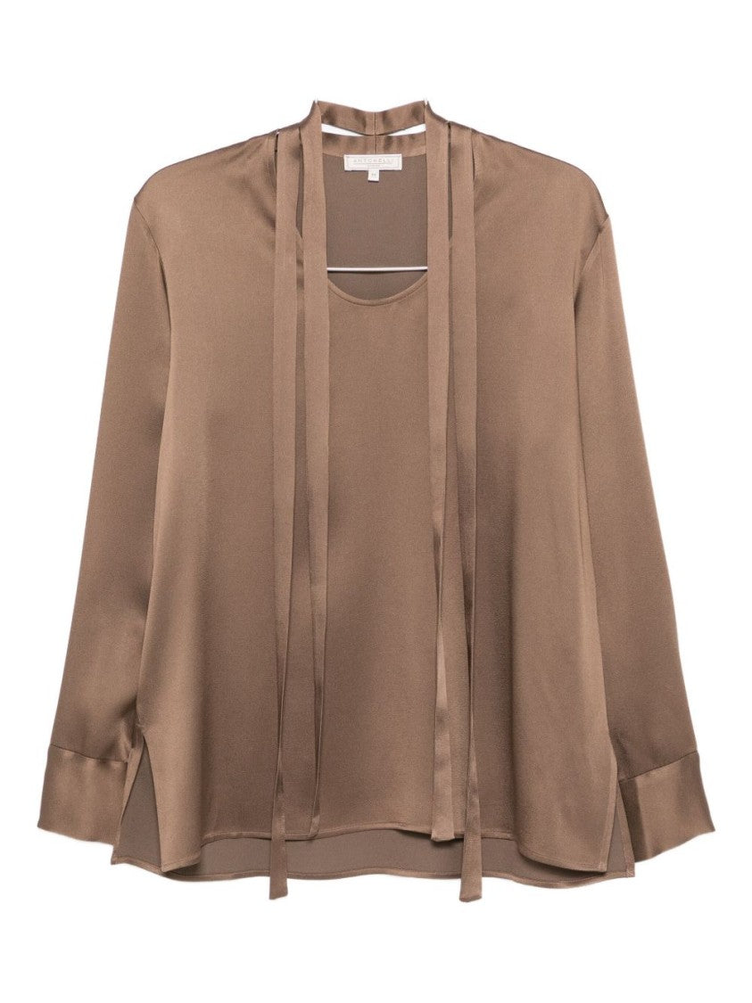 Antonelli Silk-Finish Brown Blouse