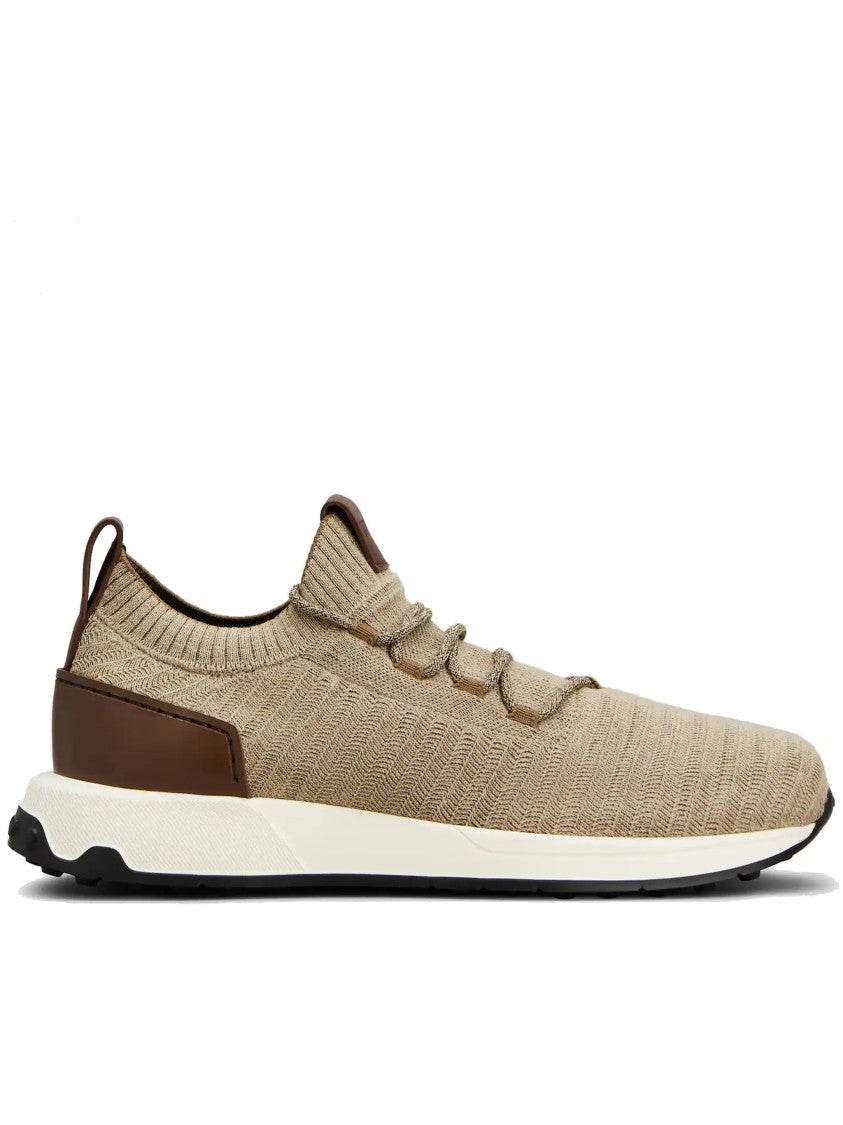 Tod's Beige Calzature Knitted Chevron Sneakers