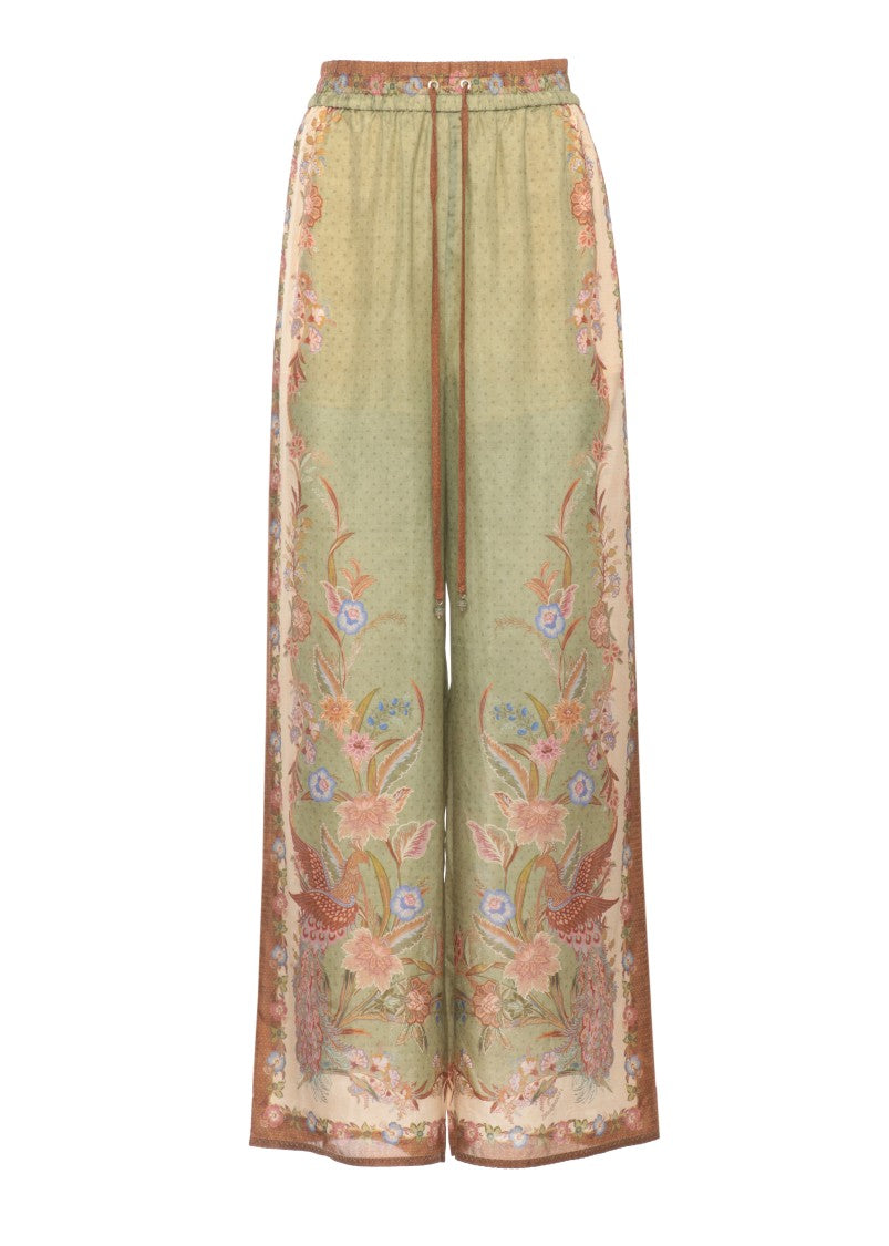 Zimmermann Green Indra Floral Pattern Sweatpants