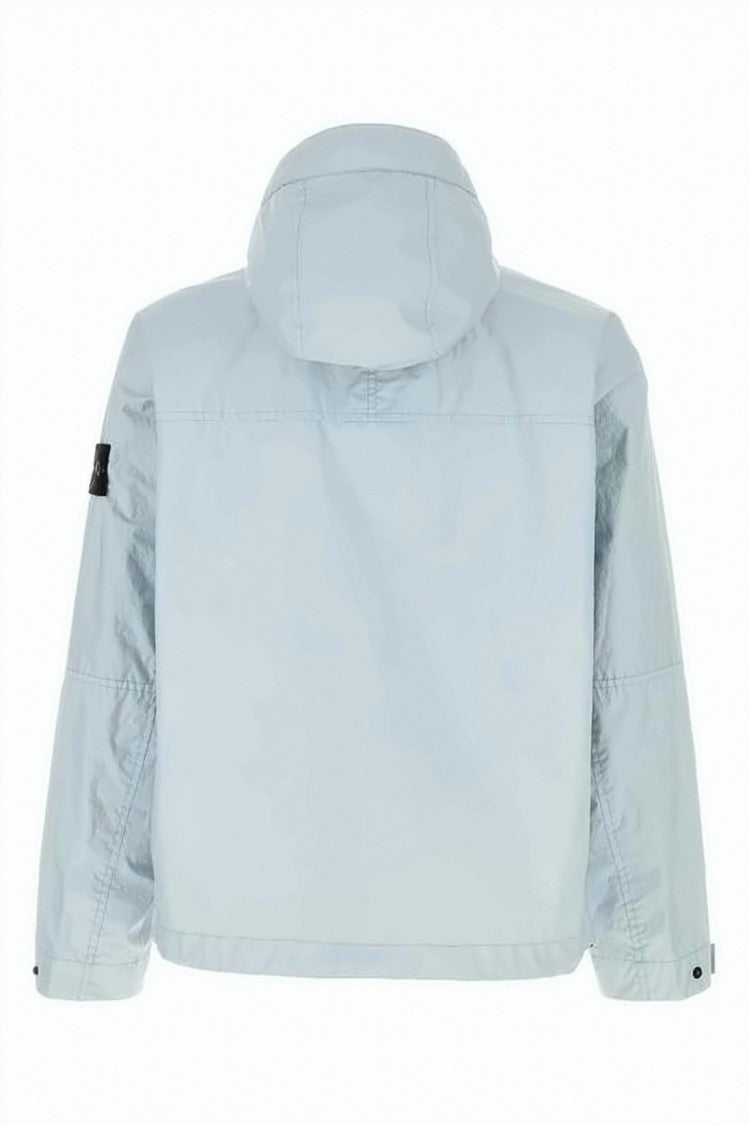 Stone Island Silver Polyamide Jacket With Distinctive Patch