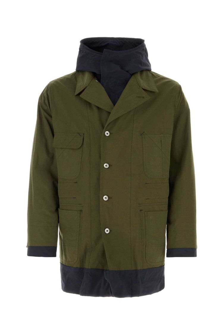 Sacai Army Green Cotton And Nylon Reversibile Jacket