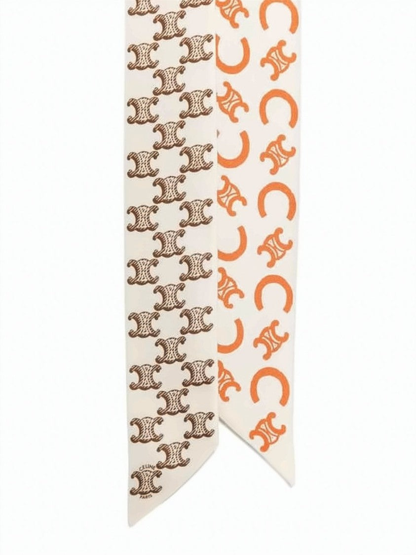 Celine Dual-Pattern Silk Scarf With Pointed Ends