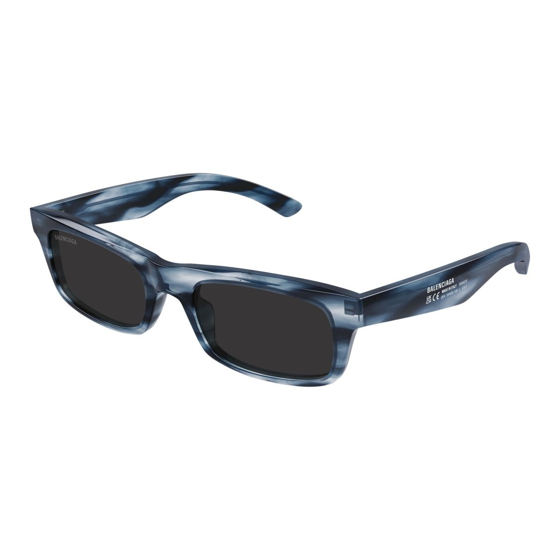 Balenciaga Bb0422s Marbled Dark Blue Rectangular Sunglasses