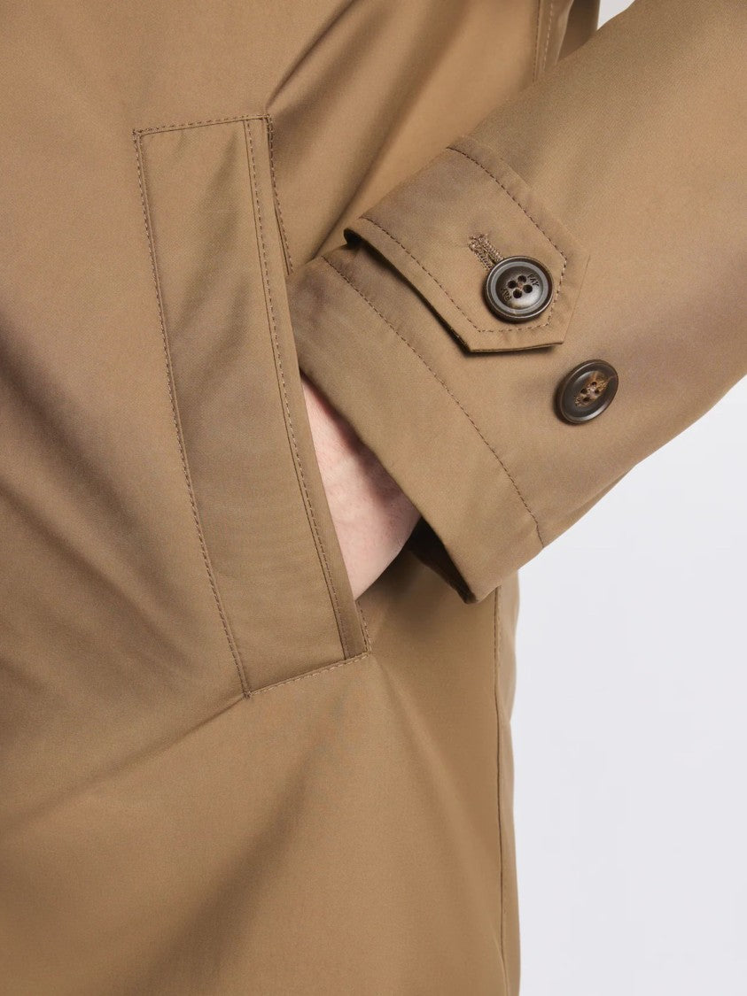 Fay Warm Brown Morning Coat With Structured Collar And Concealed Buttons