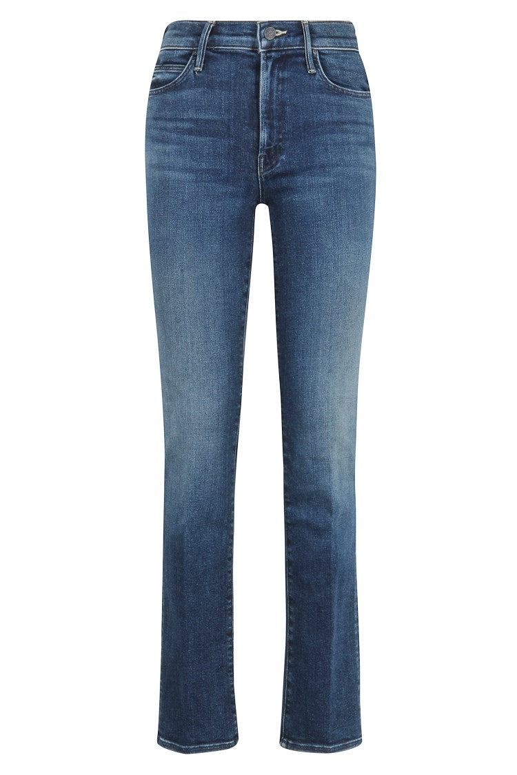 Mother Mid-Rise Blue Jeans With Five-Pocket Design