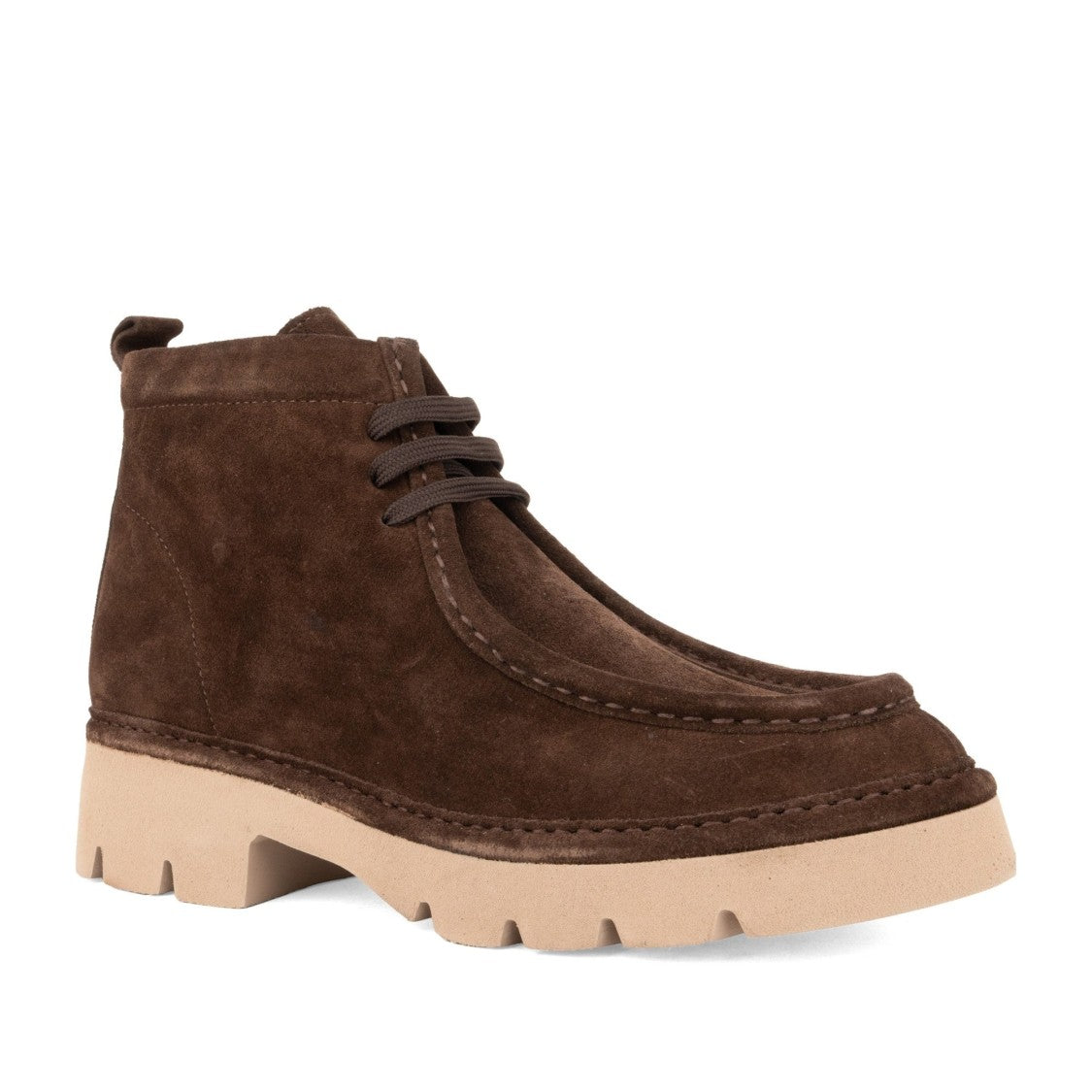 Sergio Moretti Brown Moccasin Stitching Closed Suede Boots
