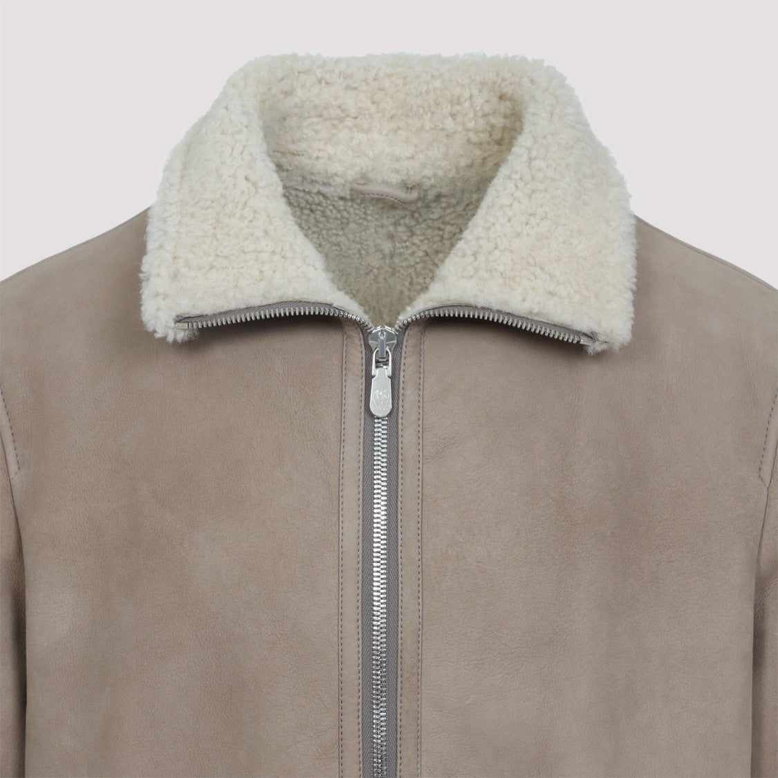 Brunello Cucinelli Shearling Collar Light Brown Sheepskin Jacket