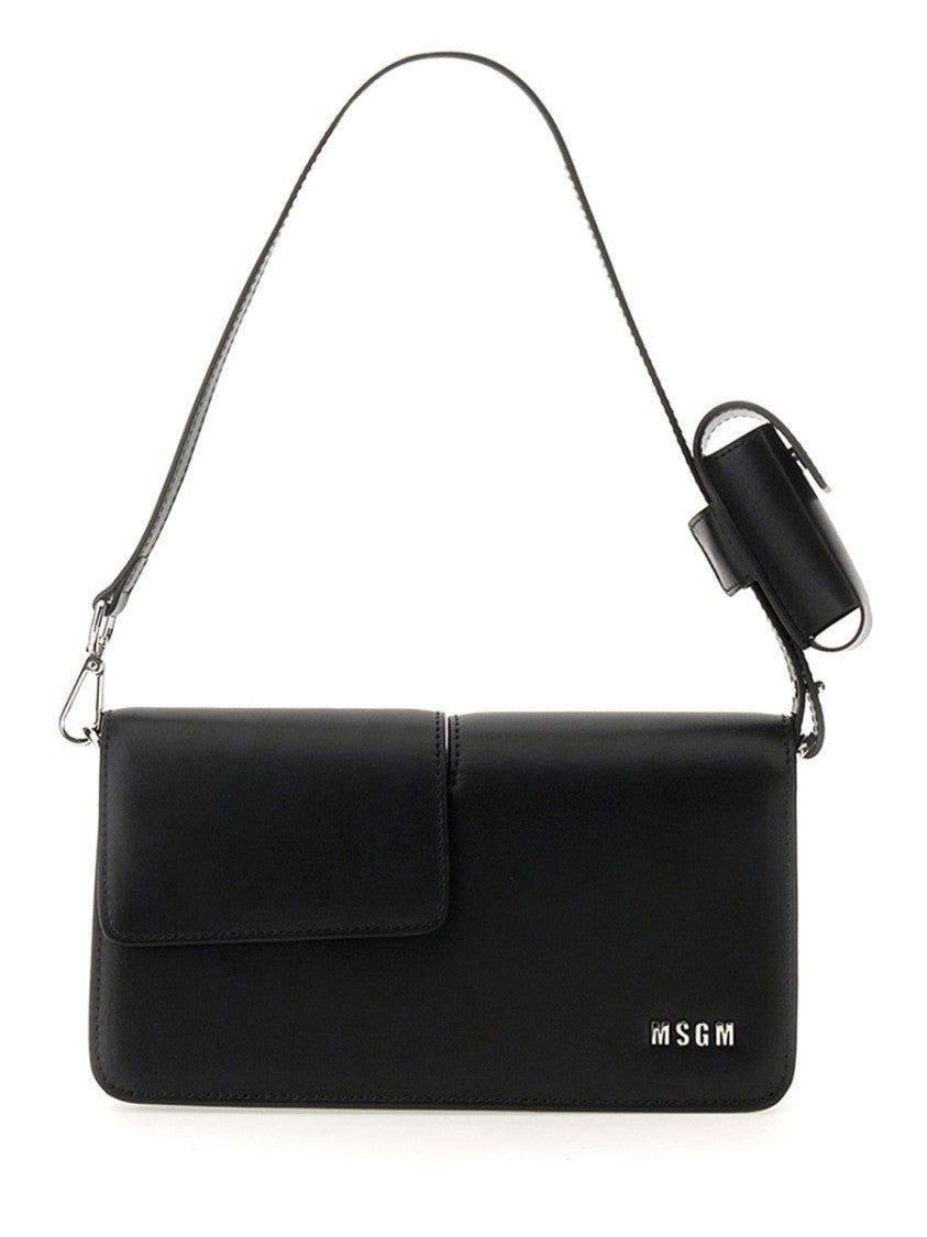 Msgm Baguette Bag With Double Flap And Logo