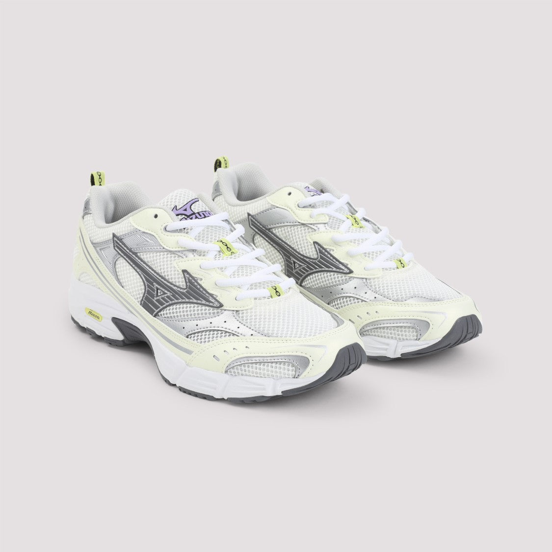 Mizuno Sporty White Sneakers With Silver Accents And Cushioned Sole