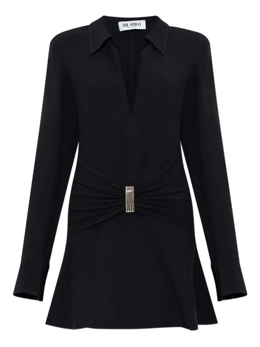 The Attico Black Mini Dress With Deep V-Neckline