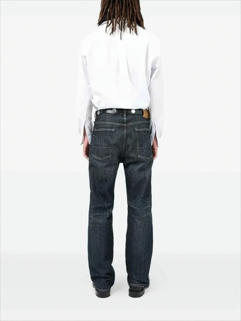 Our Legacy Straight-Leg Blue Denim Pants With Whiskering Details