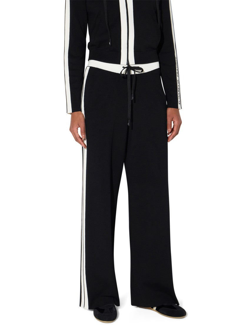 Elisabetta Franchi Wide-Leg Trousers With Contrasting Waistband And Side Stripes