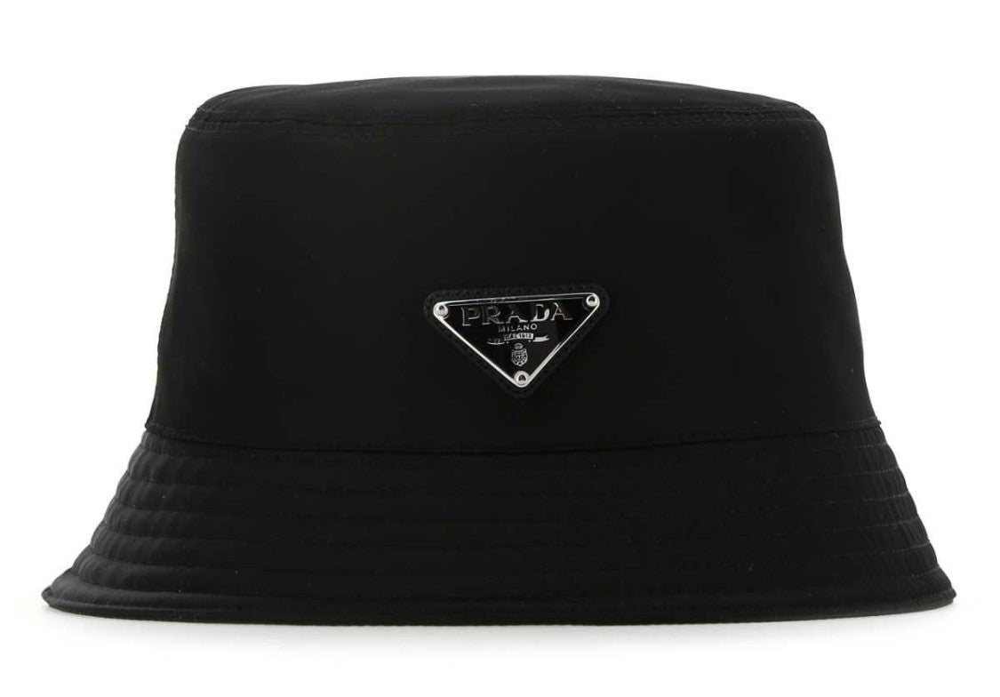 Prada Smooth Nylon Bucket Hat With Triangular Logo Patch