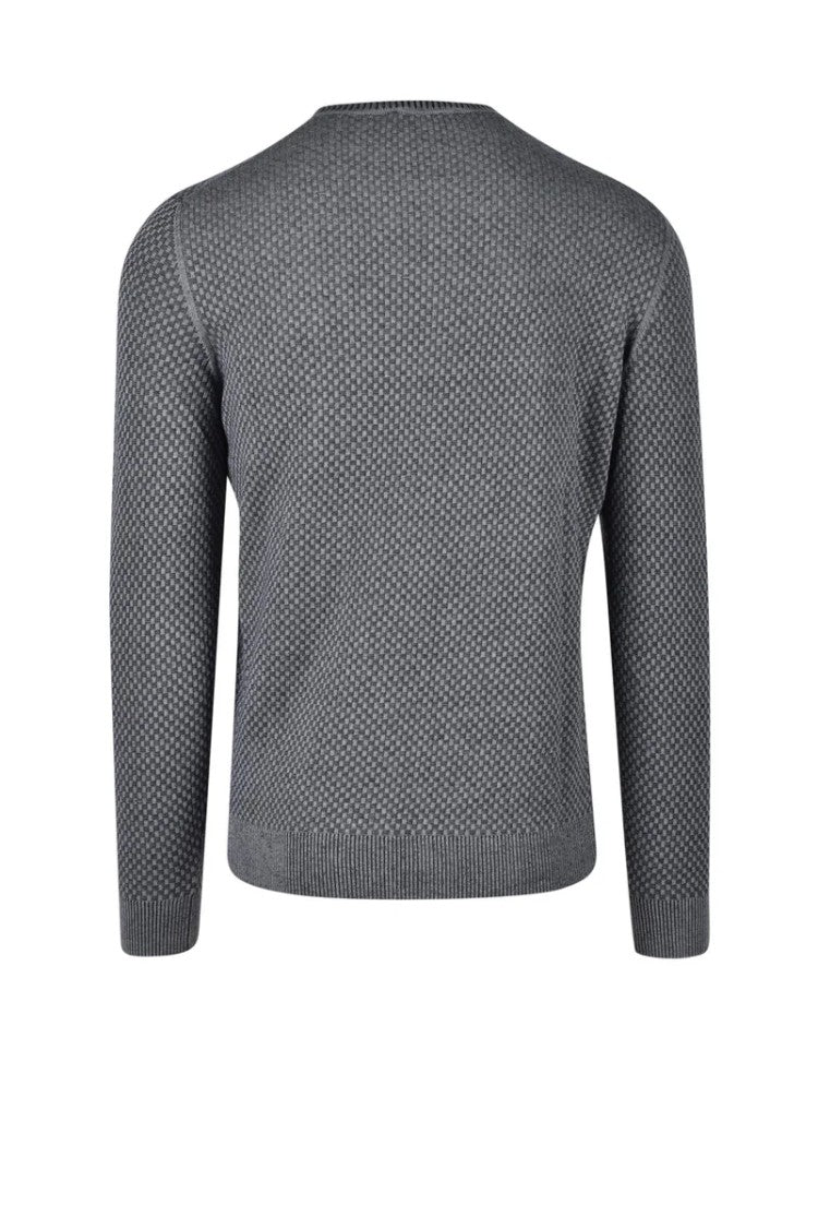 Ferrante Royal Red Grey Crewneck Cotton Sweater