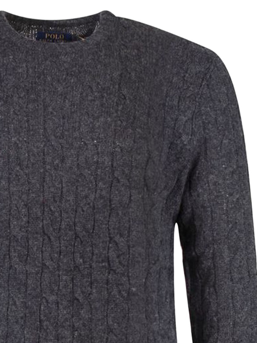 Polo Ralph Lauren Dark Gray Cable Knit Crewneck Wool-Blend Sweater