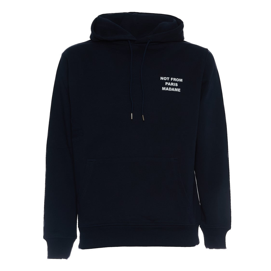 Drôle De Monsieur Navy Hoodie With Printed Slogan