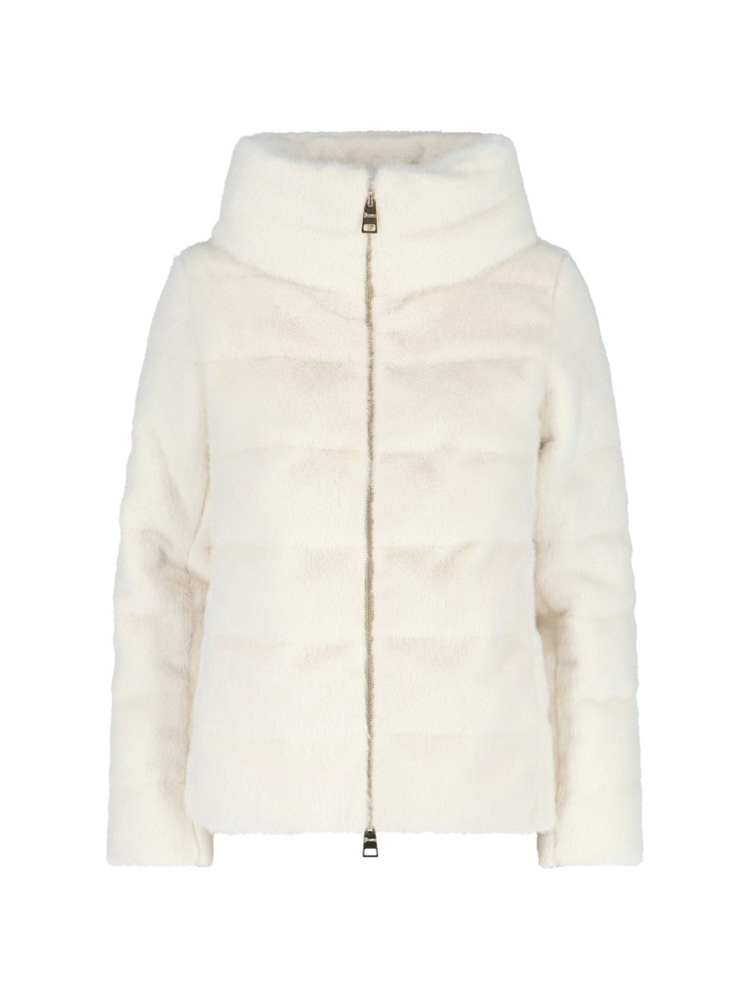 Herno Faux Fur Puffer Jacket With High Collar