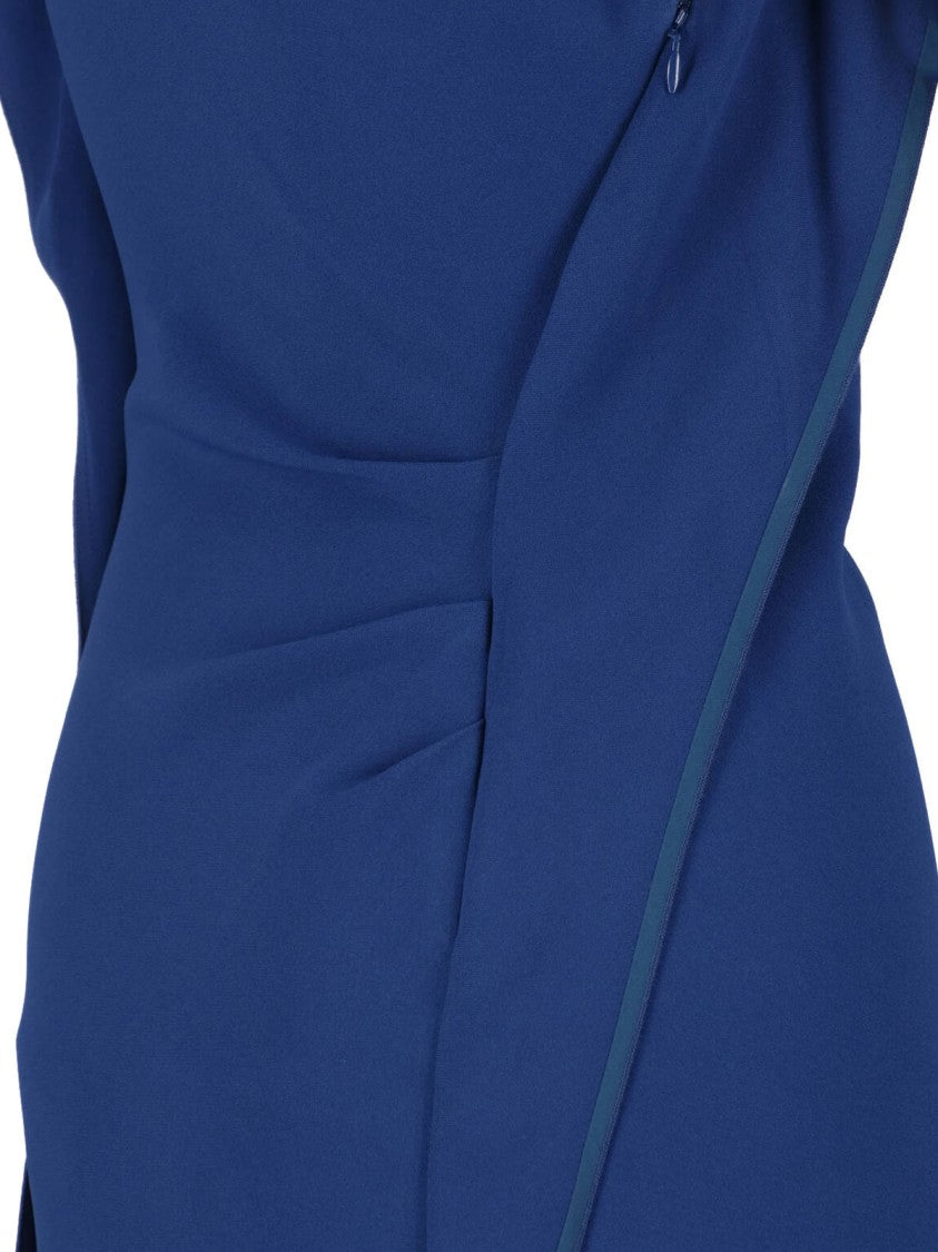 Victoria Beckham Sleek Blue Midi Dress With Structured Silhouette