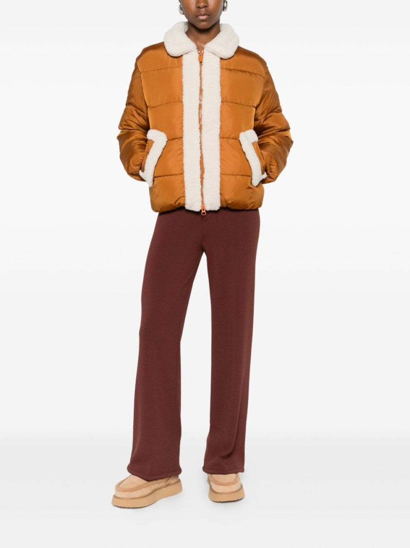 Save The Duck Cropped Puffer Jacket With Plush Shearling Collar