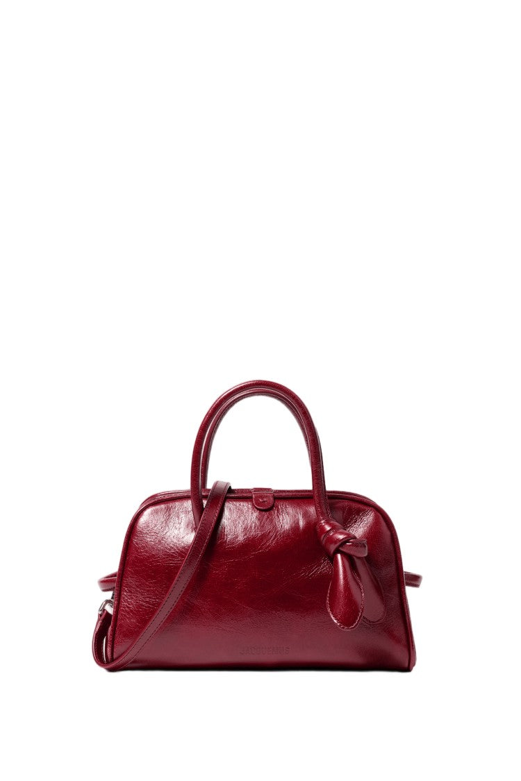 Jacquemus Glossy Structured Mini Bowling Bag With Bow Detail