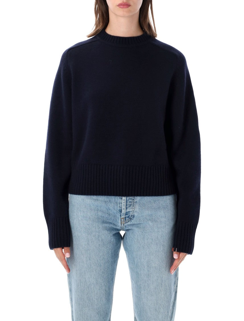 Extreme Cashmere Please Saddle Sleeve Heavy Cashmere Cropped Crewneck Sweater