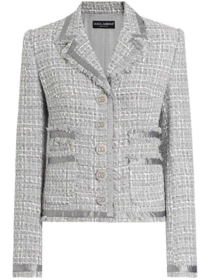 Dolce & Gabbana Textured Fabric Tailored Jacket With Notched Lapel